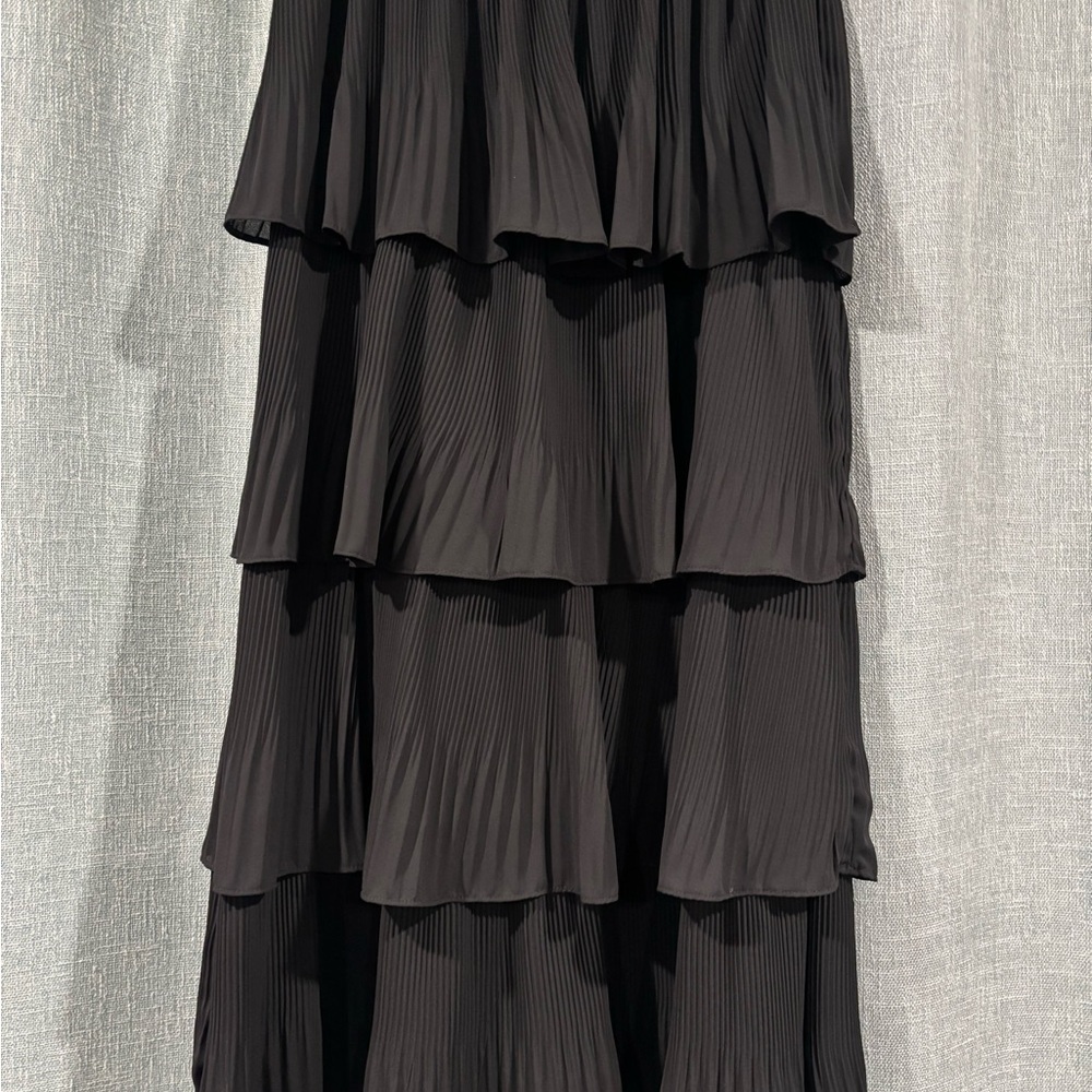 She + Sky Black Pleated Maxi Skirt